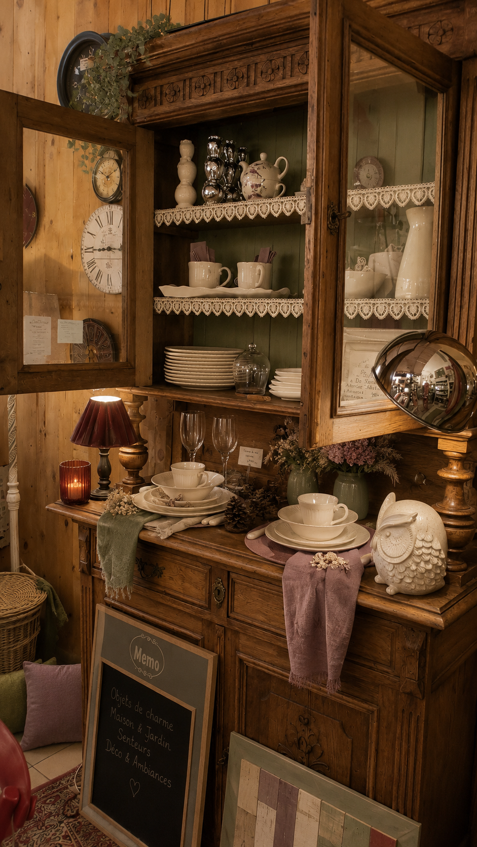 Meubles anciens, vaisselle et objets de maison