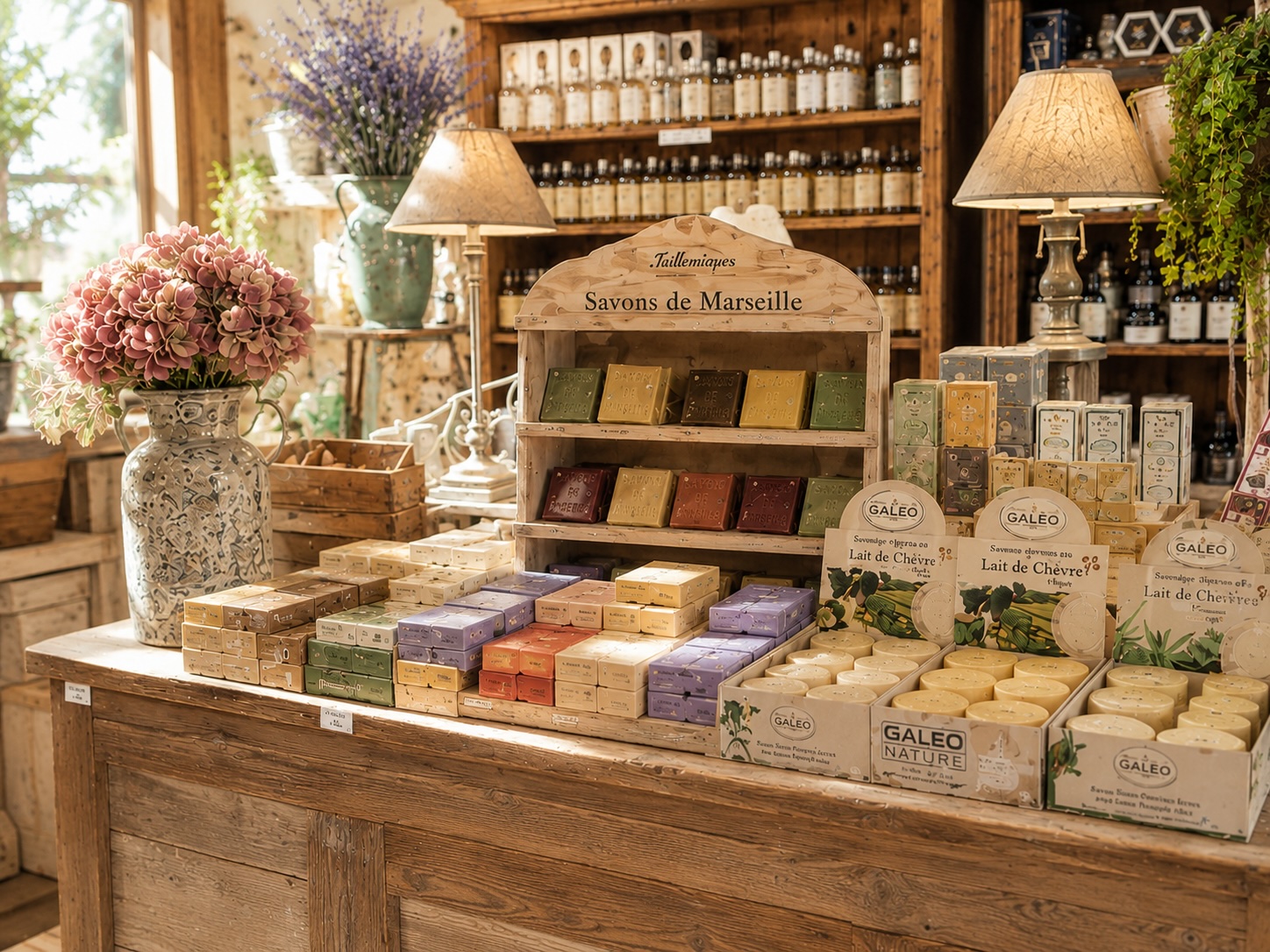 Rayons cadeaux, savons et produits pour la maison
